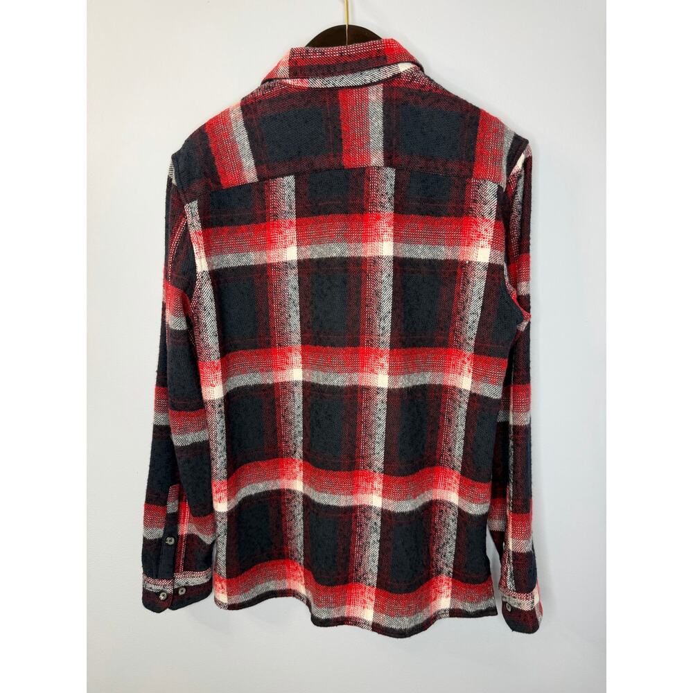 John Varvatos Farron Wool Flannel Plaid Button-Up Long-Sleeve Shirt Sz M - Picture 11 of 12